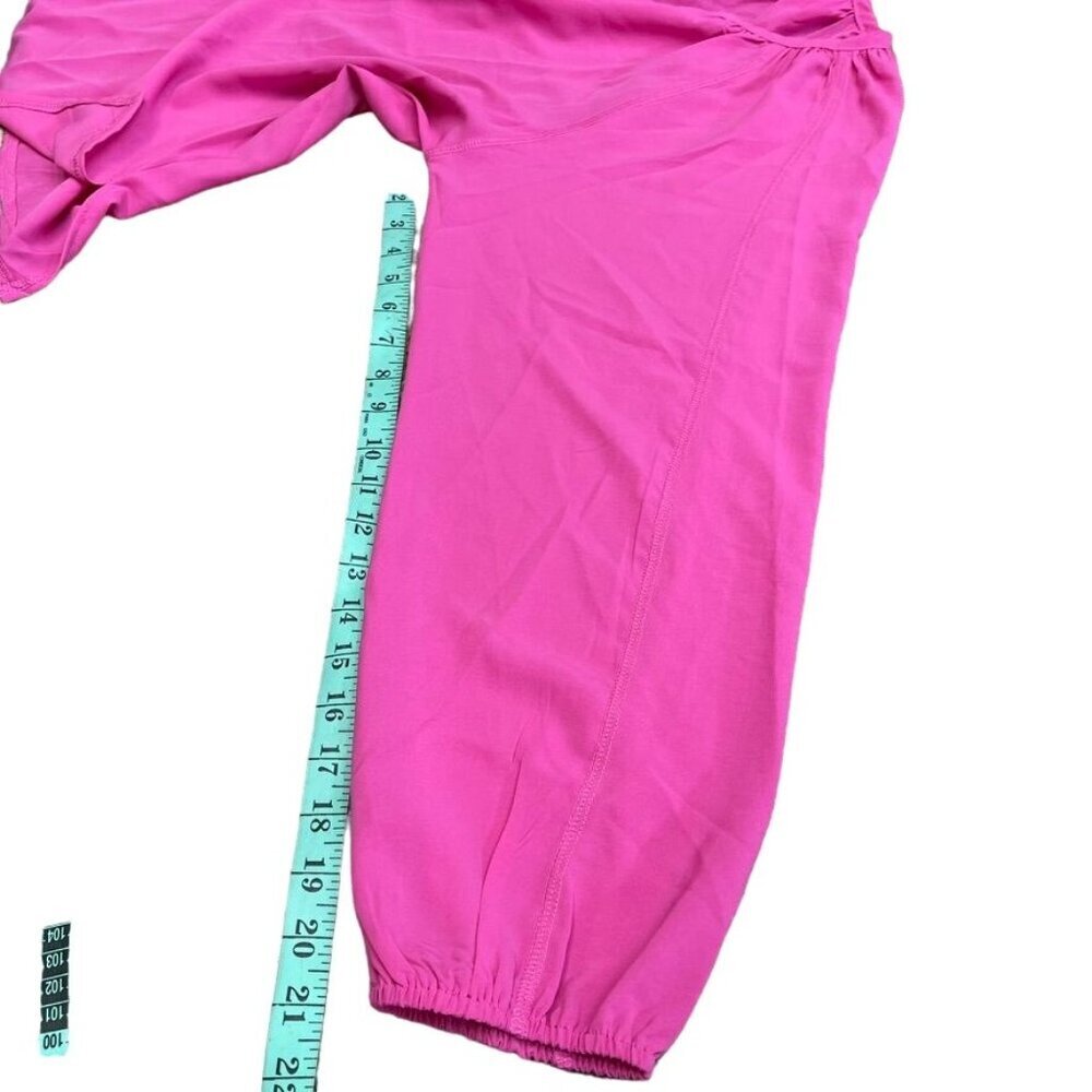 Women Hot Pink Elastic Cuffs Long Sleeve Lightweight Blouse Top Relaxe Fit Large - Picture 8 of 9